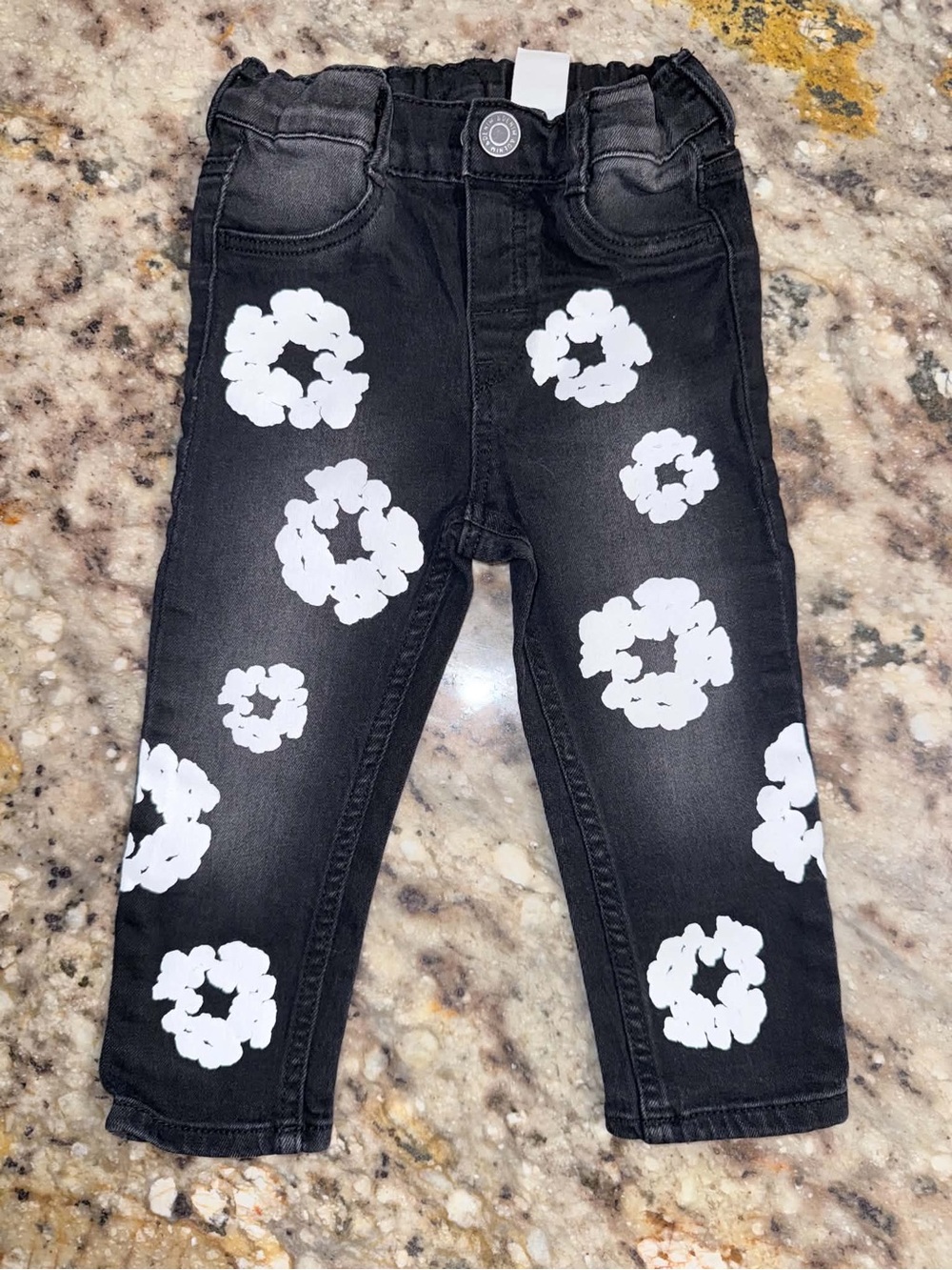 H&M Black Jeans with White Floral Prints